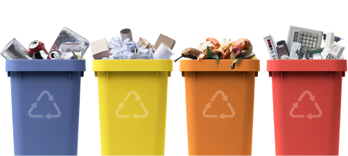 Latas de lixo reciclável